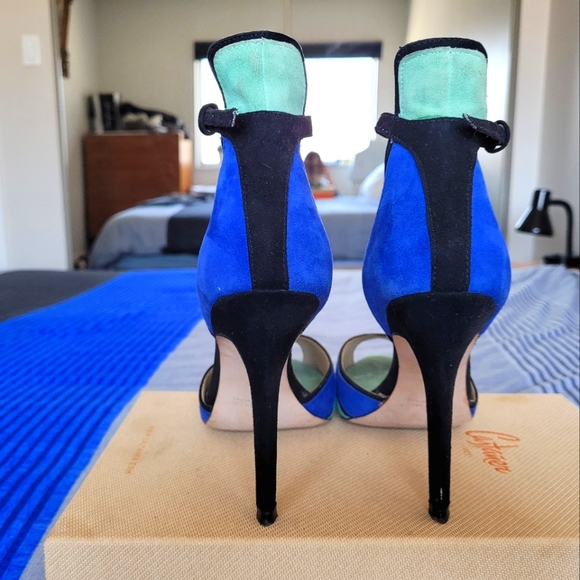 SOLD - Ankle Strap Colorblock Peep Toe Heels - Picture 4 of 6